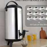 Stainless Steel Insulated Beverage Dispenser 24 Gallon 92 Liter Thermal Hot and Cold Drink Server with Spigot Handle Food Grade for Tea Coffee Water Restaurant Drink Shop
